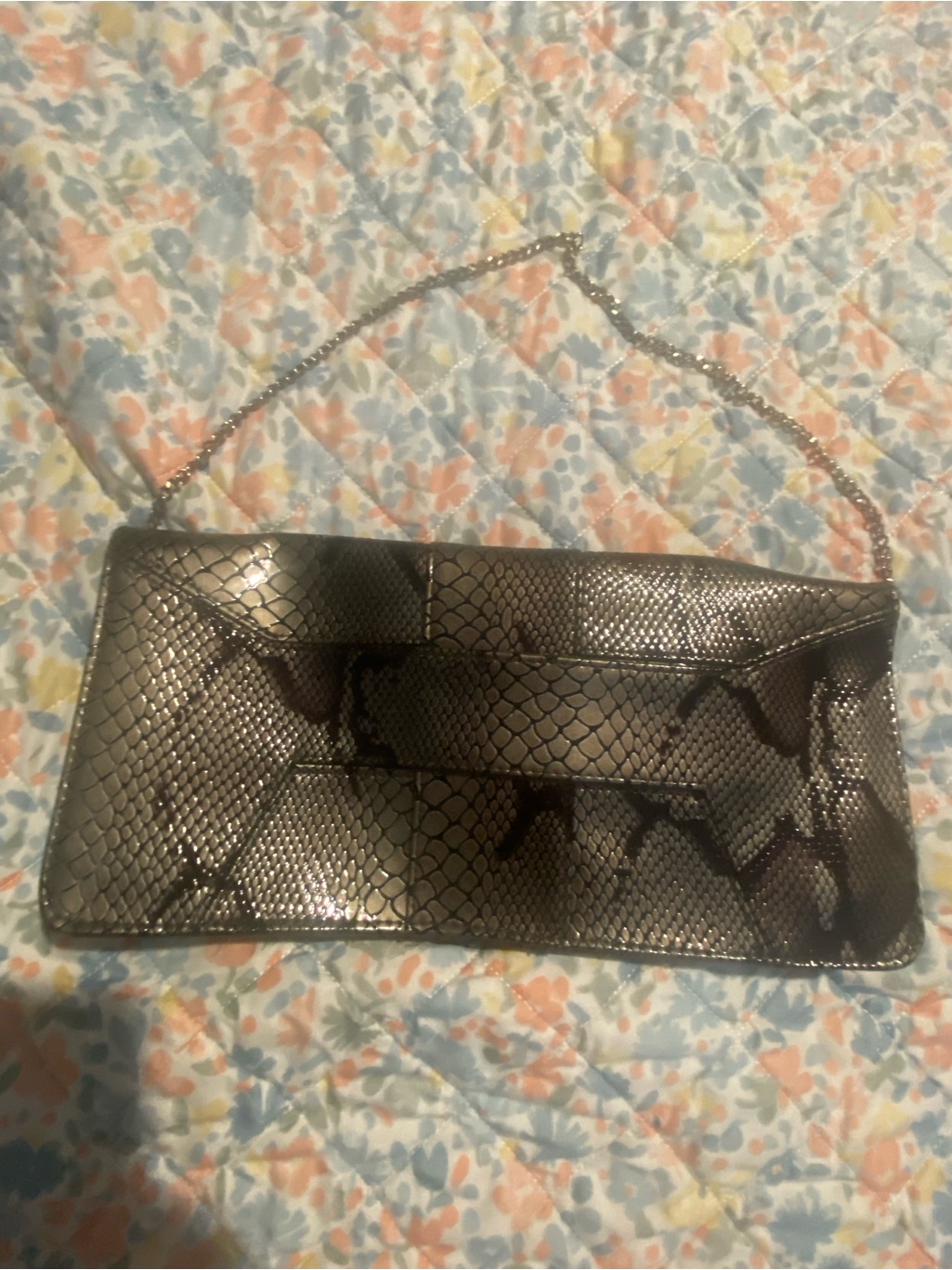 Daisy Fuentes Metallic Snake-Embossed Clutch - Purple Shades